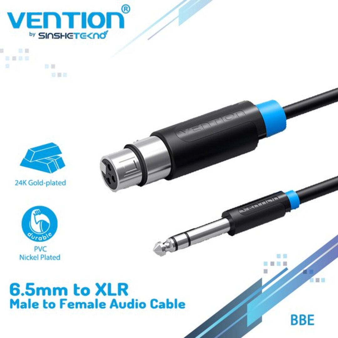 VENTION BBEBN 6.5mm Male to XLR Female Audio Cable 15M Black