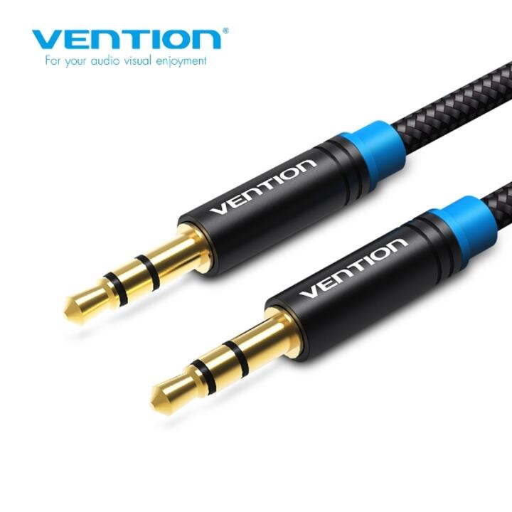 VENTION P350AC500-B-M Cotton Braided 3.5mm Male to Male Audio Cable 5M Black Metal Type