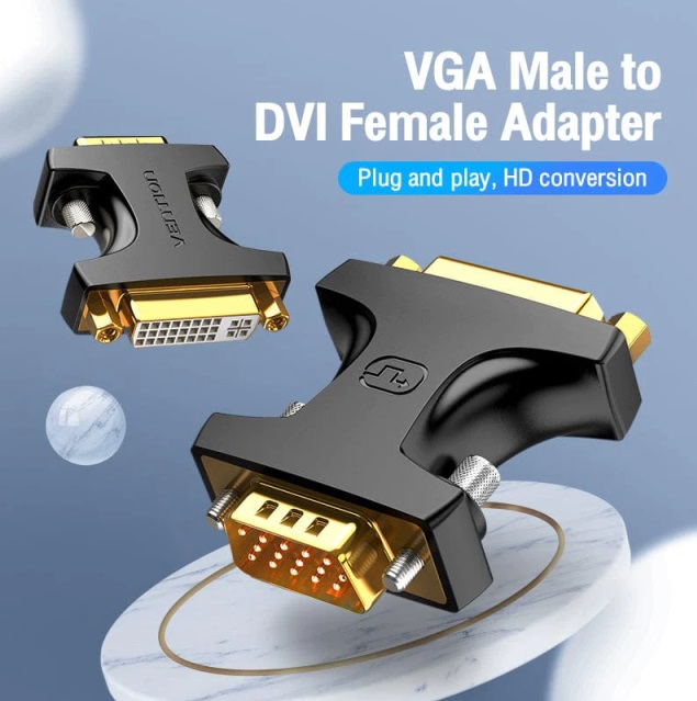 VENTION DDDB0 VGA Male to DVI Female Adapter Black