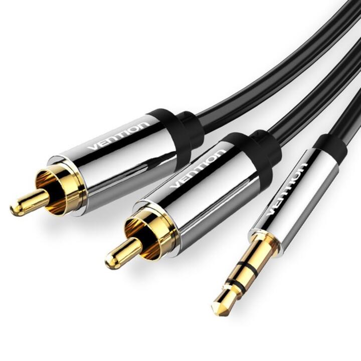 VENTION BCFBD 3.5mm Male to 2RCA Male Audio Cable 0.5M Black Metal Type