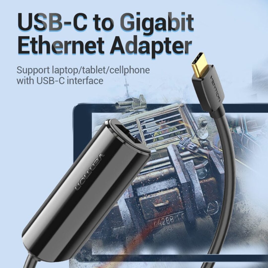 VENTION CFBBB USB-C to Gigabit Ethernet Adapter 0.15M Black