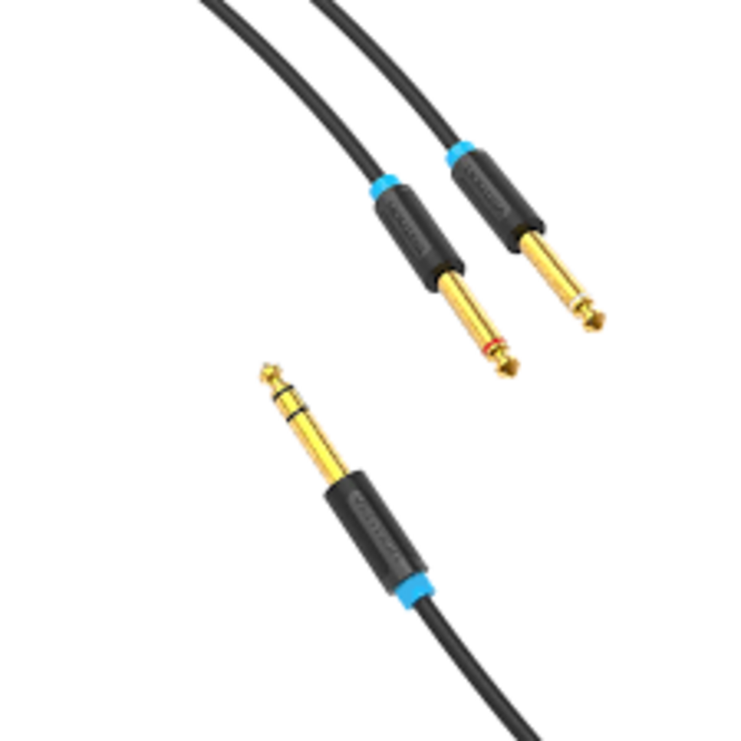 VENTION BATBJ 6.35mm TRS Male to Dual 6.35mm Male Audio Cable 5M Black