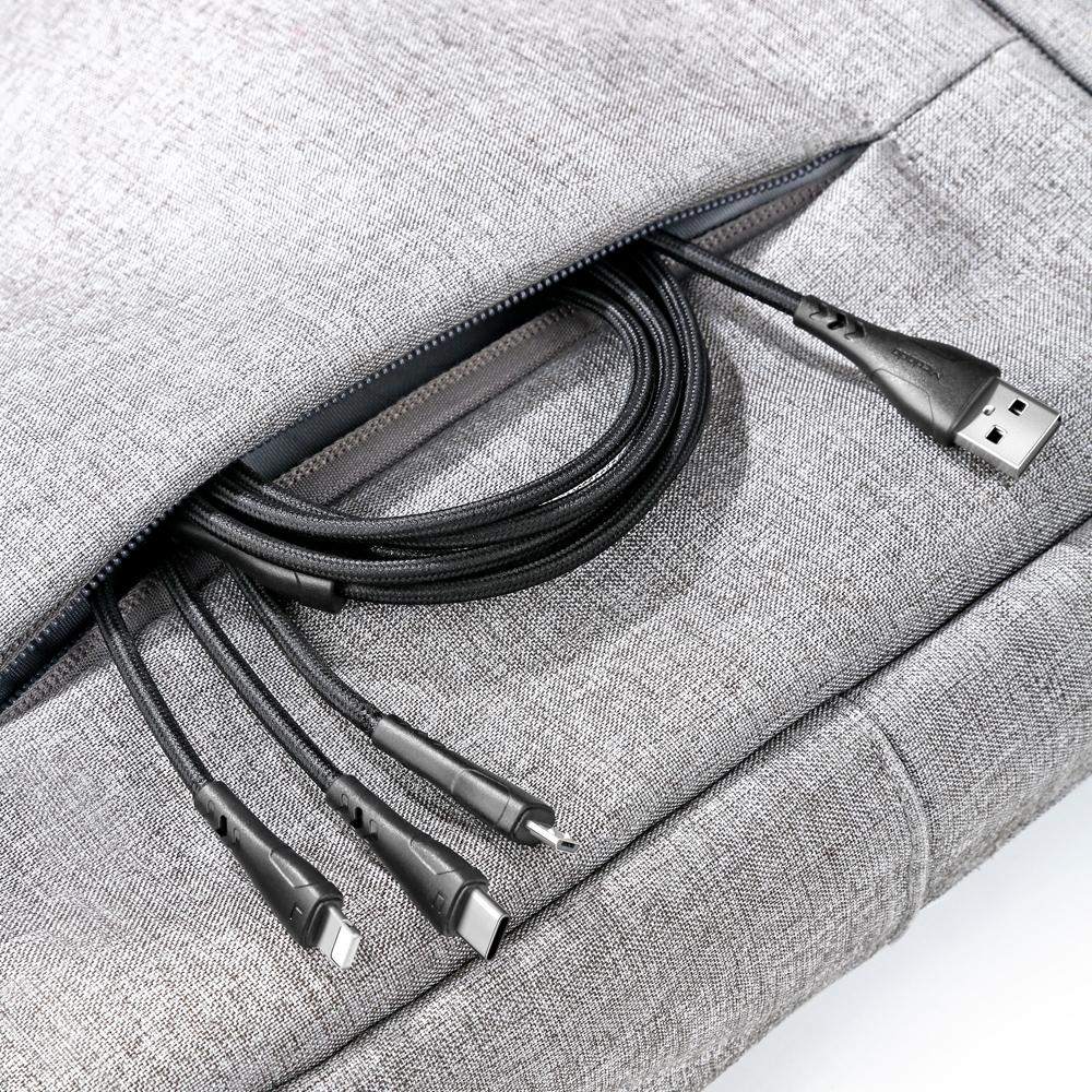 Phone cable McDodo CA-6960 3-IN-1 CABLE USB-A to Lightning+Micro+Type-C 1.2M