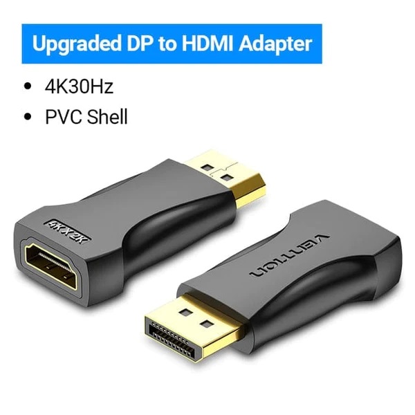 VENTION HBPB0 DisplayPort Male to HDMI Female 4K Adapter Black (DP TO HDMI)