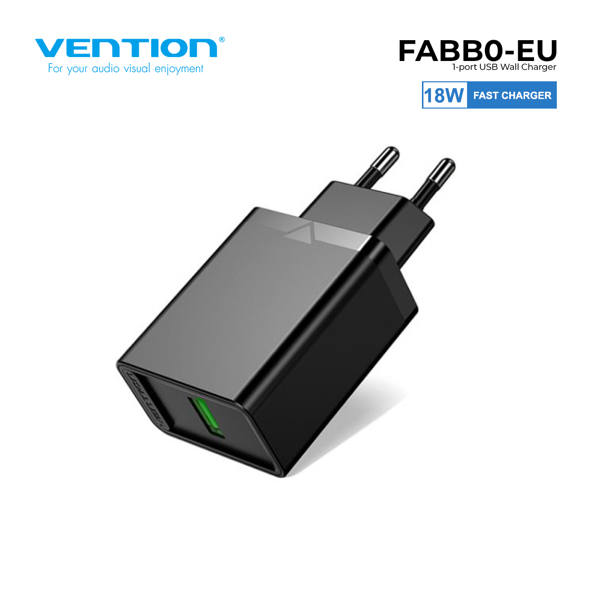 VENTION FABB0-EU 1-port USB Wall Charger(18W) EU-Plug Black