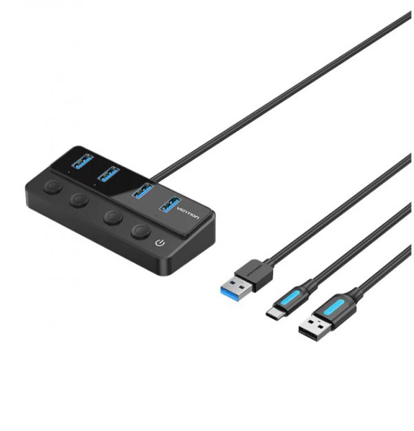 VENTION CHWBF USB 3.0 to USB 3.0 x4+USB C Hub With Individual Power 