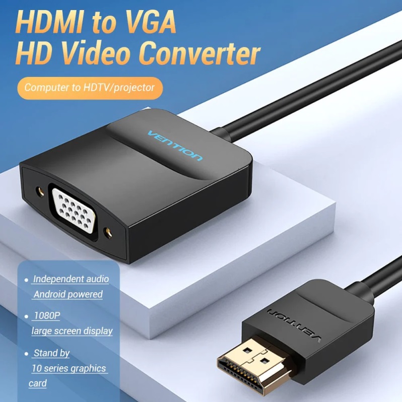 VENTION 42161 HDMI to VGA Converter with Female Micro USB and Audio Port 0.15M Black