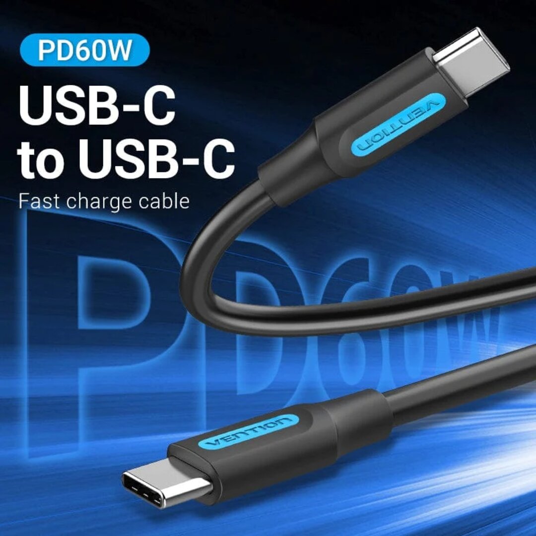 VENTION COSBI USB 2.0 C Male to Male Cable 3M Black PVC Type