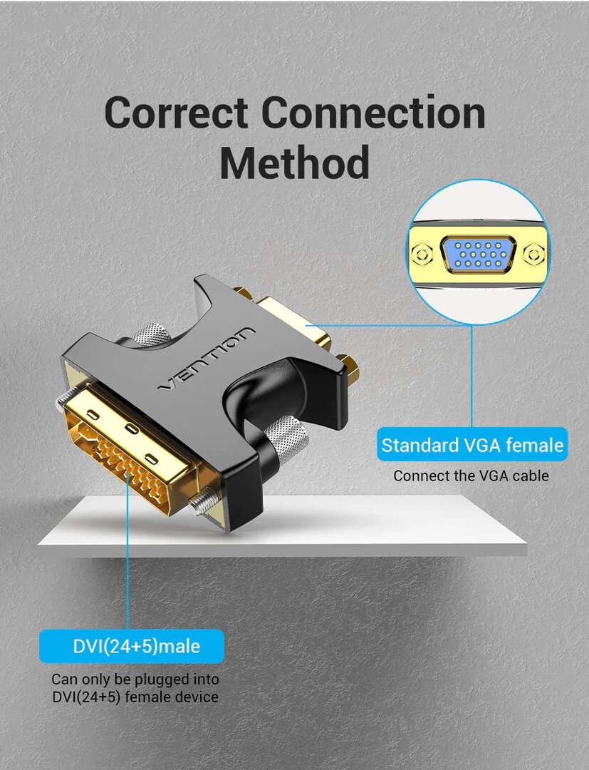 VENTION ECFB0 DVI Male to VGA Female Adapter Black 