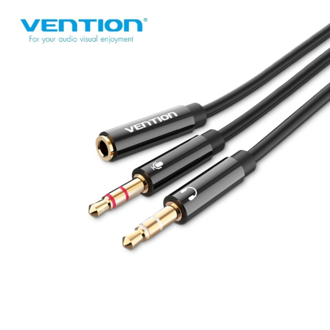 VENTION BBTBY 2*3.5mm Male to 4 Pole 3.5mm Female Audio Cable 0.3M Black 
